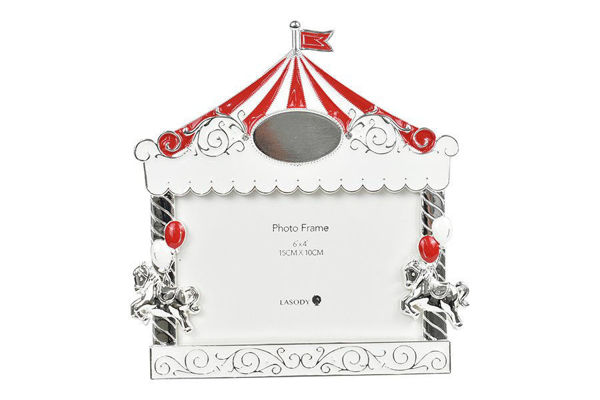 Cornice portafoto decorativa con cavallini giostra 20x21,2 cm