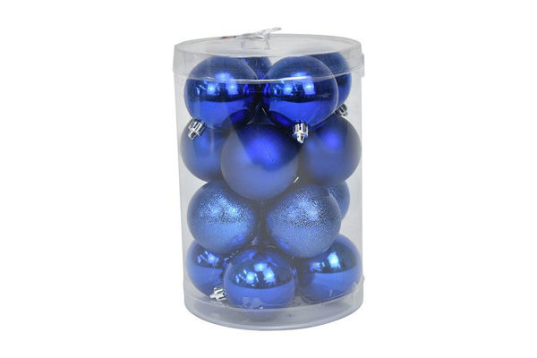 Set 16 palline blu da 6 cm assortite lucide opache glitterate per albero Natale
