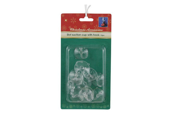 Set 12 ventose trasparenti con ganci in plastica diametro 3 cm