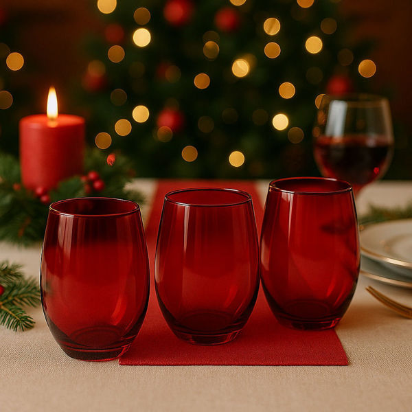Set 3 bicchieri rossi 350 ml eleganti e resistenti