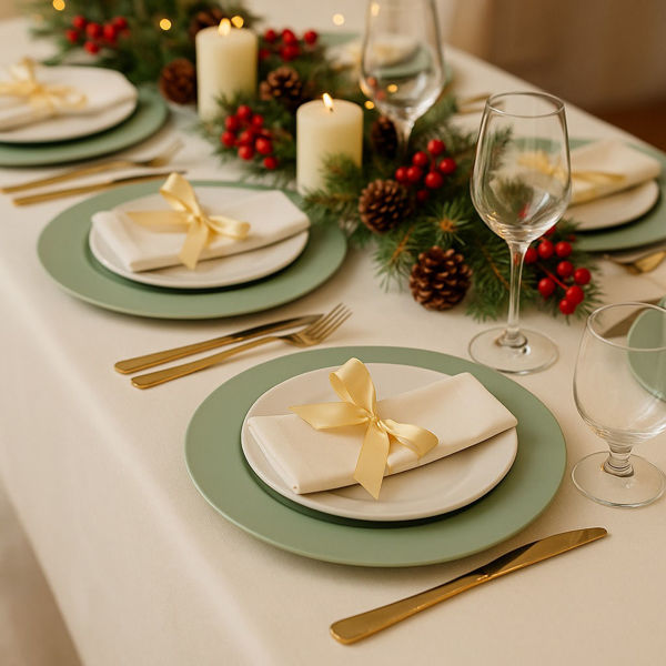 Sottopiatto liscio verde salvia in plastica diametro 33 cm