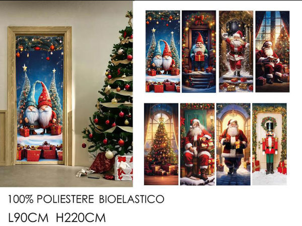 Copriporta decorazione natalizia 90x220 cm con soggetti assortiti