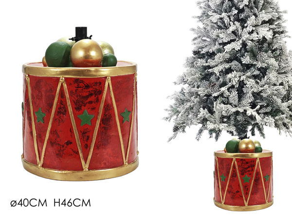 Base per albero di Natale tamburo rosso Ø40 x H46 cm