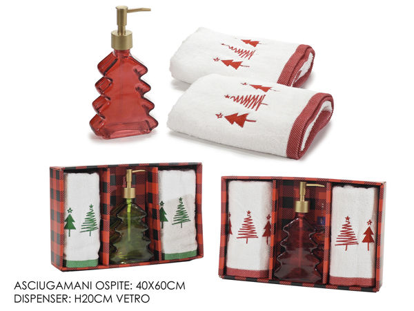 Immagine di Set 2 asciugamani Bagno Natalizio con Dispenser Albero