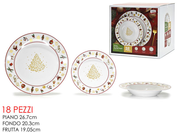 Servizio tavola natalizio Joyful Noel 18 pezzi in porcellana decorata con albero di Natale