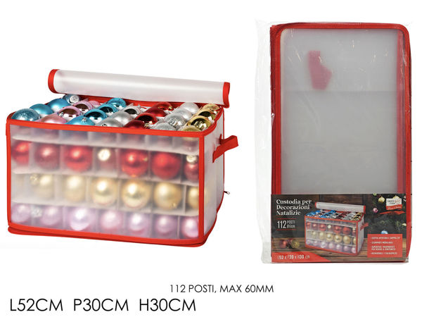 Scatola porta decorazioni natalizie 112 posti per palline di Natale