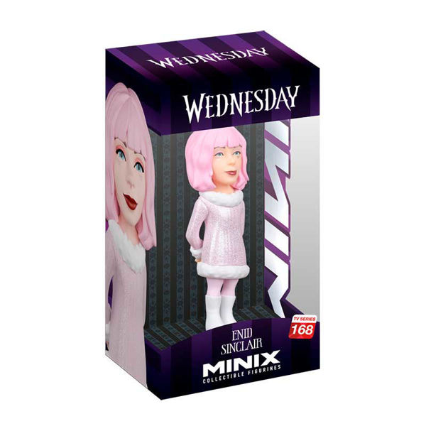 Statuetta Minix Enid Sinclair con ball dress rosa da collezione ispirata alla serie TV Wednesday