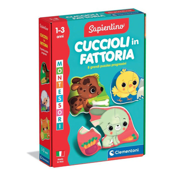 Montessori Cuccioli in Fattoria Clementoni – Puzzle progressivi animali per bambini 1-3 anni