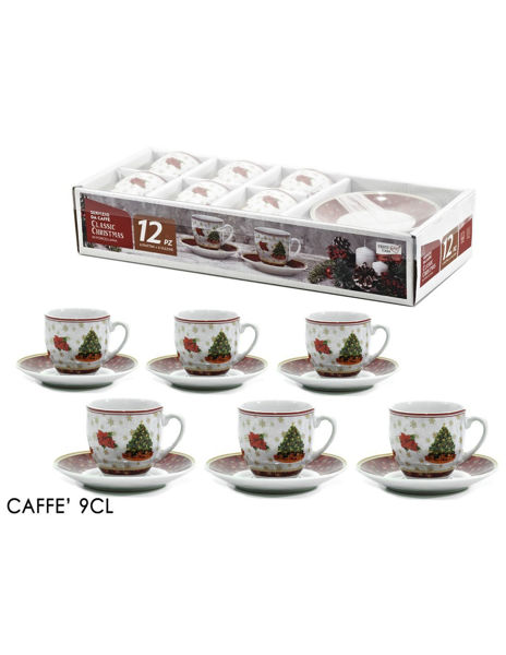 Set 12 pezzi servizio caffè natalizio Classic Christmas 6 tazze e 6 piattini