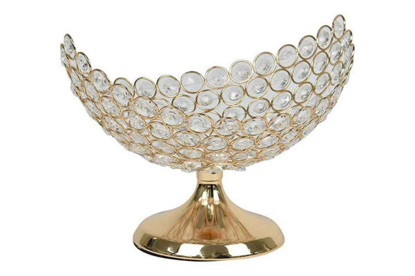 Centrotavola in vetro con base dorata 31 cm