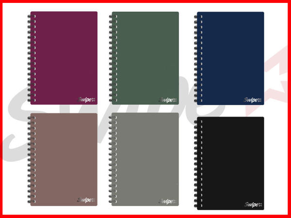 Maxi quaderno A4 Swipe spiralato fogli bianchi lisci copertina colori assortiti