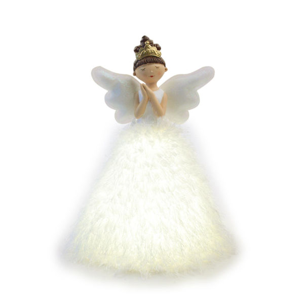 Fatina decorativa in plastica e tessuto con luci LED