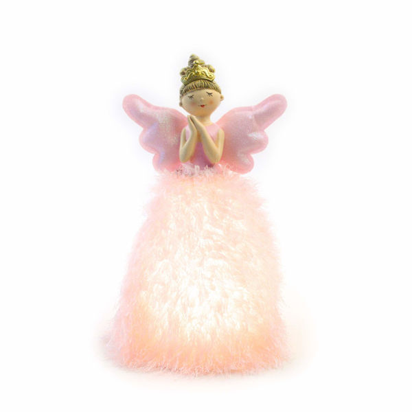 Fatina luminosa rosa in plastica e tessuto con abito a LED