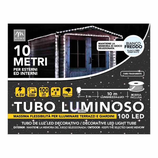 Tubo luce LED bianco freddo 100 LED per esterno ed interno 10 metri