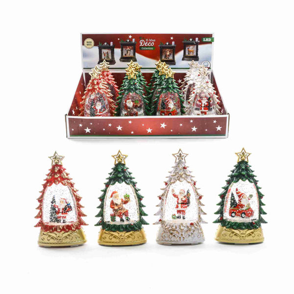 Decorazione natalizia albero con acqua e luci LED design assortiti