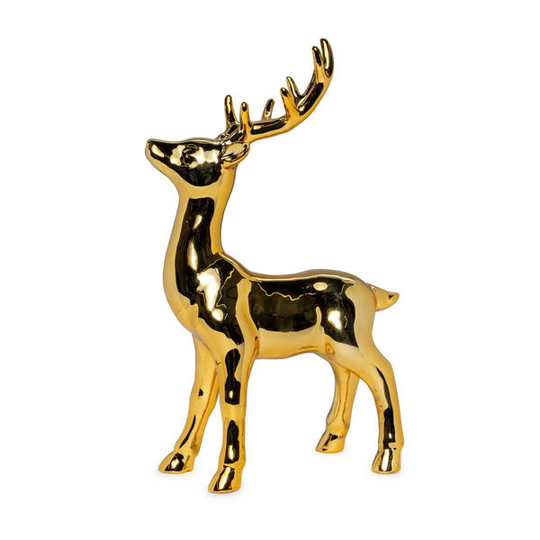 Renna natalizia in porcellana dorata 31 cm decorazione elegante