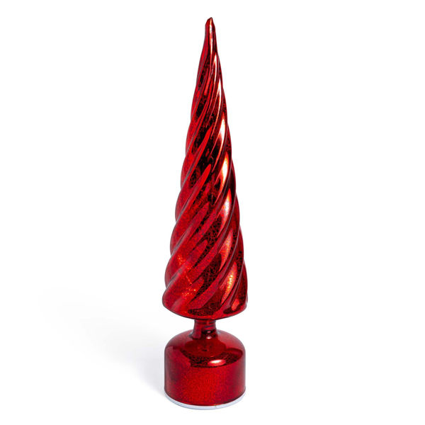 Albero decorativo rosso in vetro con luci a batteria