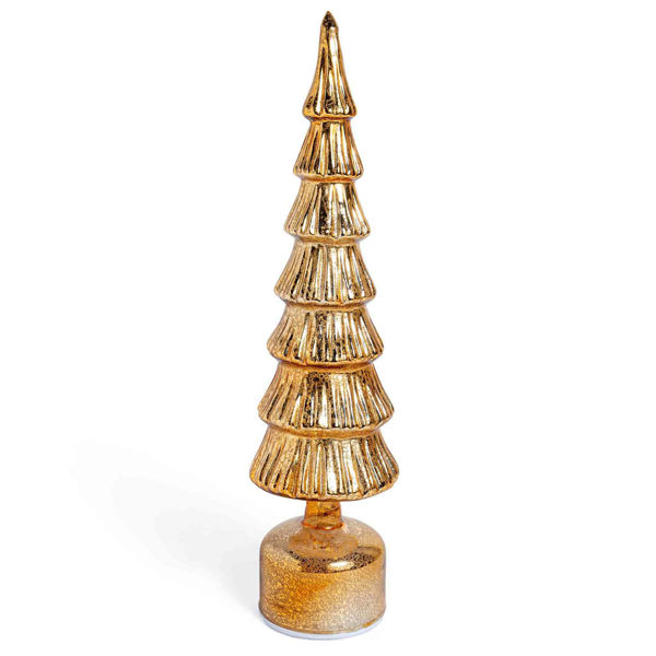 Albero decorativo oro in vetro con luci a batteria