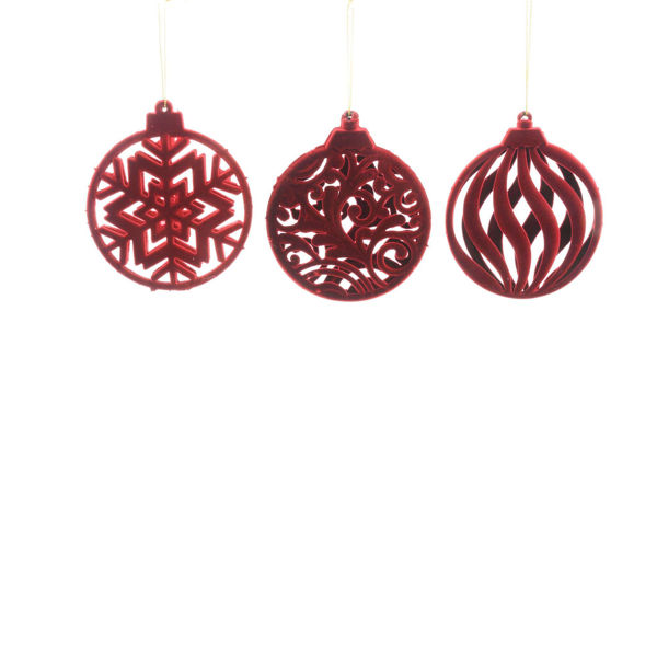 Pendente natalizio bordeaux plastica floccata design assortiti