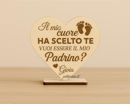 Cuore in legno inciso proposta padrino personalizzabile	
