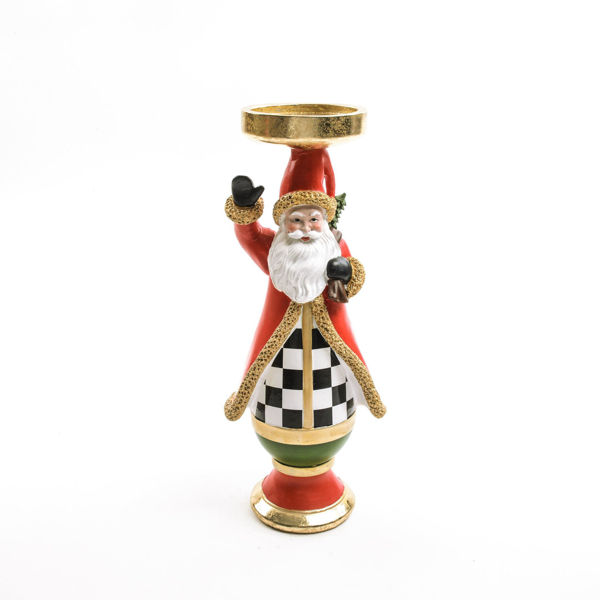 Babbo Natale portacandela in poliresina 31,5 cm decorazione natalizia