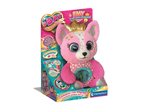 Peluche interattivo BFF Emy Clementoni con cuore luminoso e vano segreto