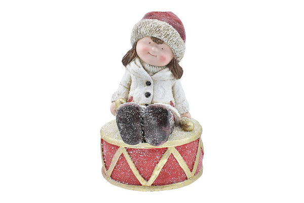 Base per albero di Natale bambina sul tamburo rosso 40 cm