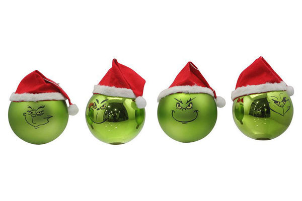 Sfera verde Grinch 15 cm per albero di Natale – 4 soggetti assortiti