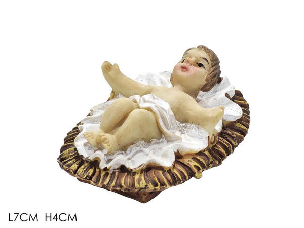 Bambinello su culla 7x4 cm statuina presepe