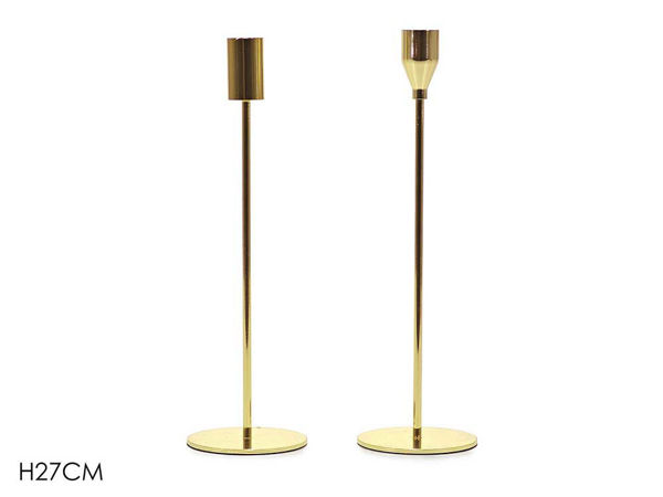 Immagine di Portacandela Nat. Ø8Xh 27 cm Oro 2Ass