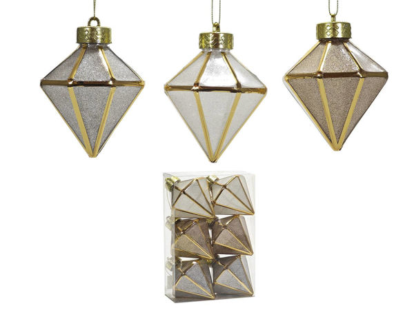 Set di 6 decorazioni natalizie a diamante oro argento bronzo glitter