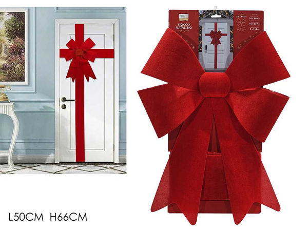 Fiocco natalizio rosso grande da porta 50x66 cm