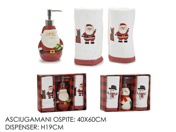 Immagine di Set 2 asciugamani Bagno Natalizio con Dispenser Albero