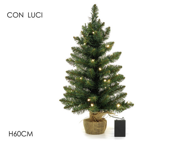Alberello verde di Natale 60 cm con 35 LED bianco caldo