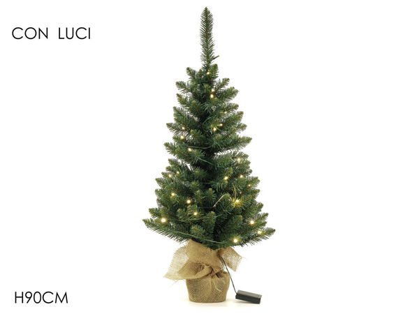 Alberello di Natale 90 cm in PVC con 50 luci LED bianco caldo