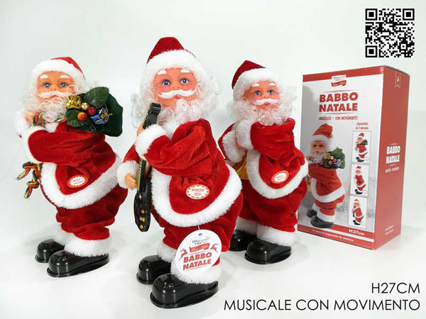 Immagine di Babbo Natale danzante musicale – 3 assortimenti (H 27 cm)