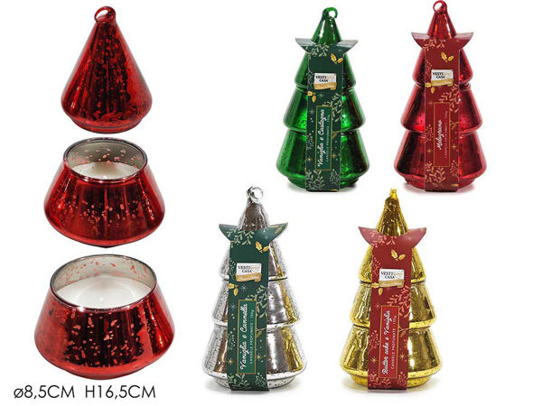 Candela profumata a forma di albero di Natale in vetro Ø8,5x16,5 cm