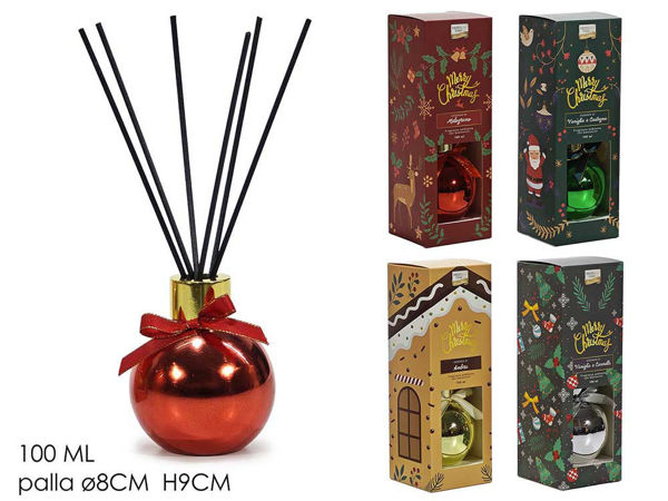 Diffusore natalizio a bastoncini 100 ml con fragranze assortite – palla decorativa