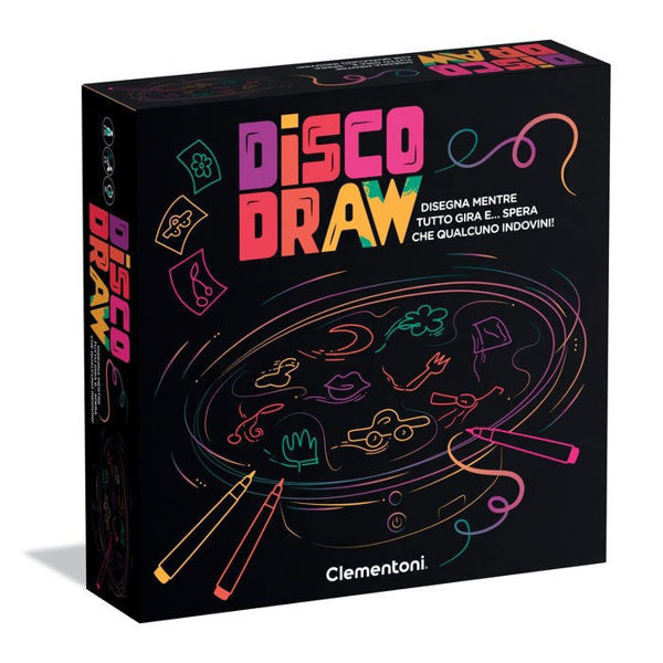 Disco Draw Clementoni – party game da tavolo con lavagna rotante e disegno