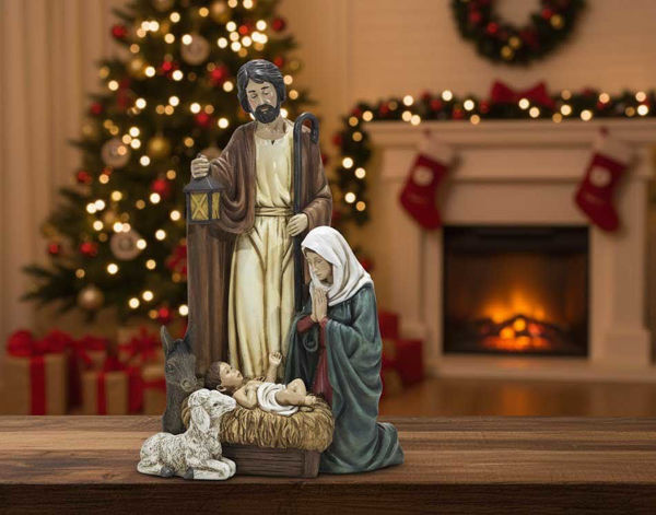Statua Natività presepe resina dipinta a mano H44 cm	