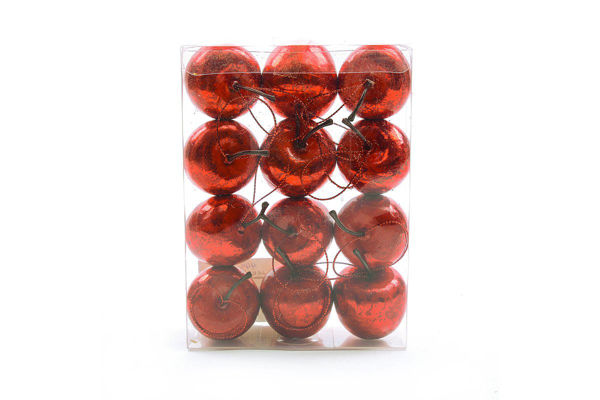 Immagine di Confezione 12 mele da appendere rosse in plastica 4 cm