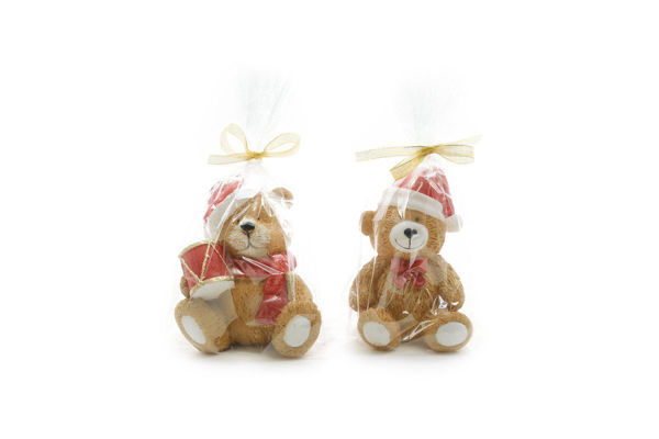 Candela orsacchiotto in cera 11×10×H13 cm design assortiti