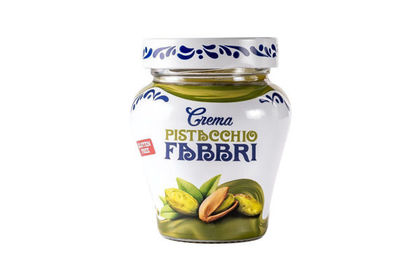 Crema al pistacchio Fabbri 200 grammi in vaso bianco decorato blu