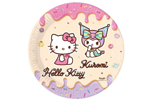 Piatti in carta 23 cm Hello Kitty e Kuromi per feste – 8 pezzi