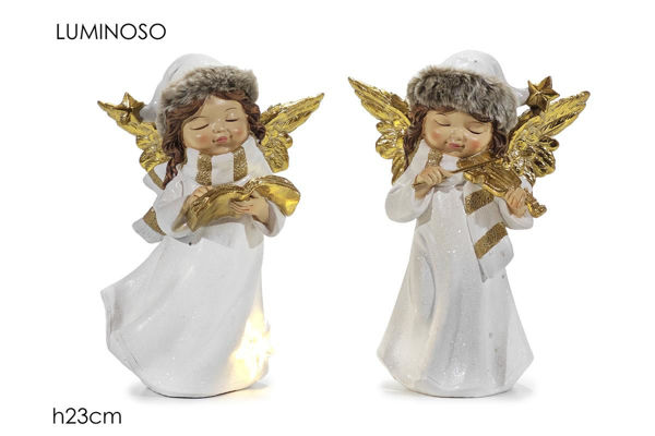 Immagine di Angelo B/O luminoso bianco con dettagli oro – 2 assortimenti