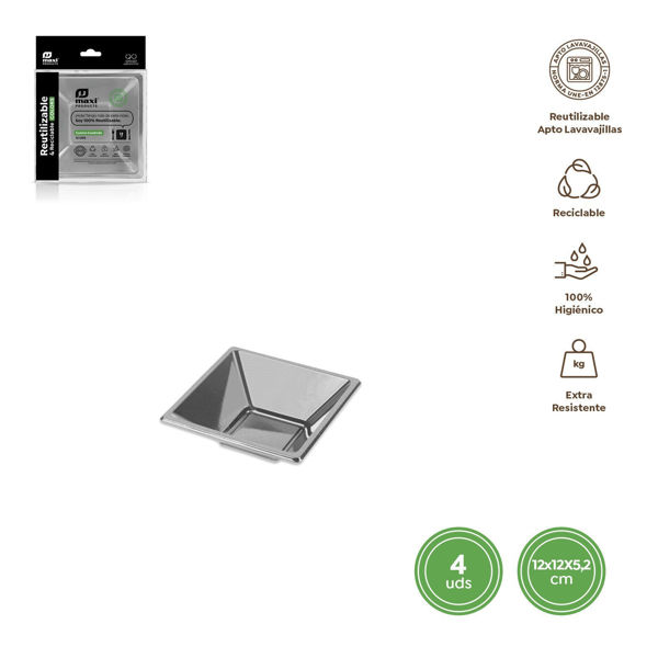 Ciotola argento 12x12 cm 4 pezzi