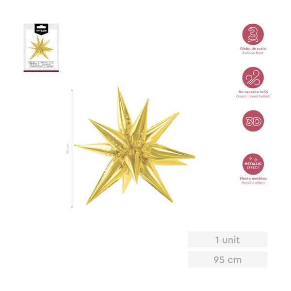 palloncino super shape stella 3d oro 95 cm 37 pollici
