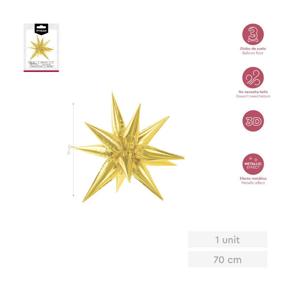 palloncino super shape stella 3d oro 70 cm 28 pollici