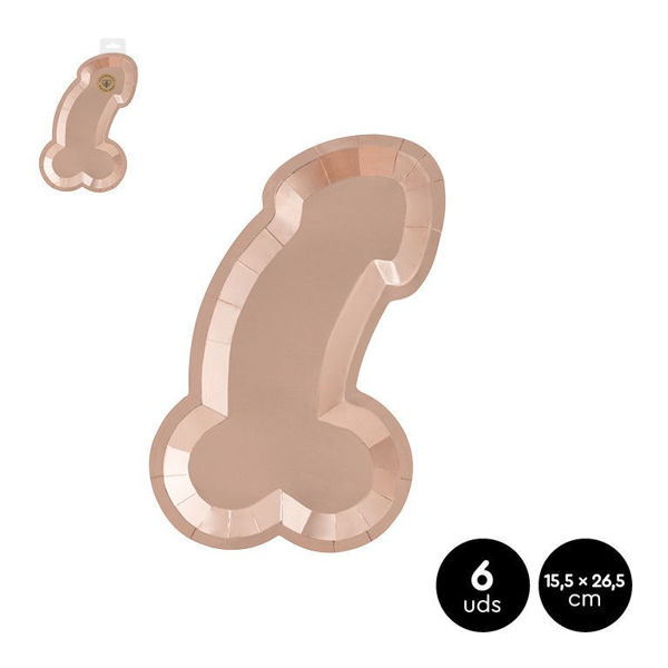 piatti forma pene oro metallico 15x26 cm cartone 6 pezzi