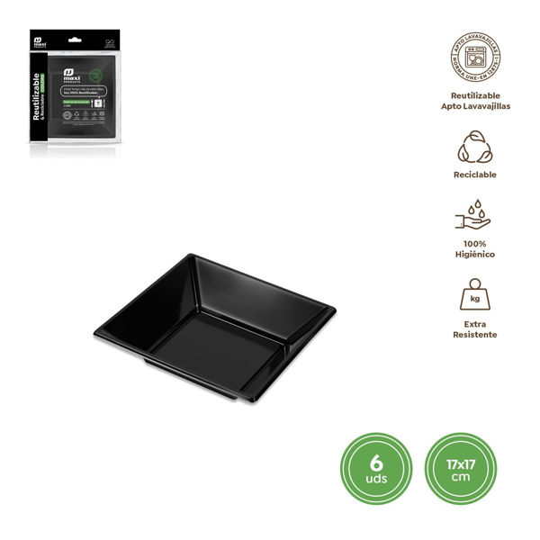 piatti fondi quadrati ruit neri 17x17 cm ps confezione 6 pezzi